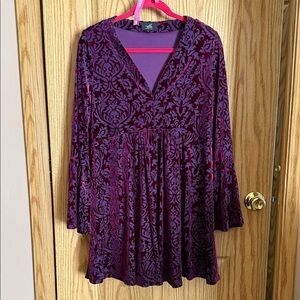 Purple Velvet Tunic Top